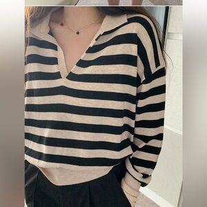 Maybe Baby Korean Brand Collared Striped Knit Top (One size but like a small)